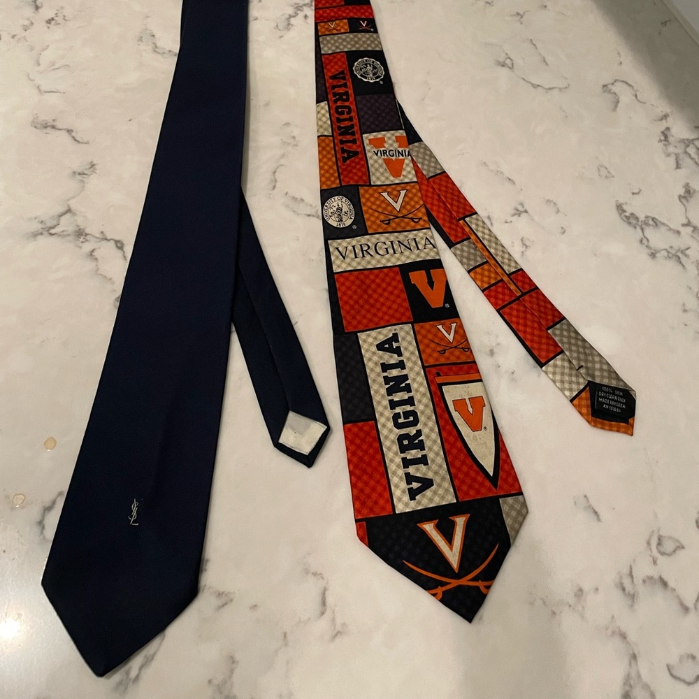 Men’ Neckties - 1 Solid Navy, 1 UVA Blue & Orange